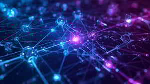 Hero image tecnologica e futuristica che rappresenta la sponsorship in un ecosistema digitale. Reti di connessioni luminose, nodi tecnologici e flussi di dati che si espandono, simbolo di partnership, innovazione e